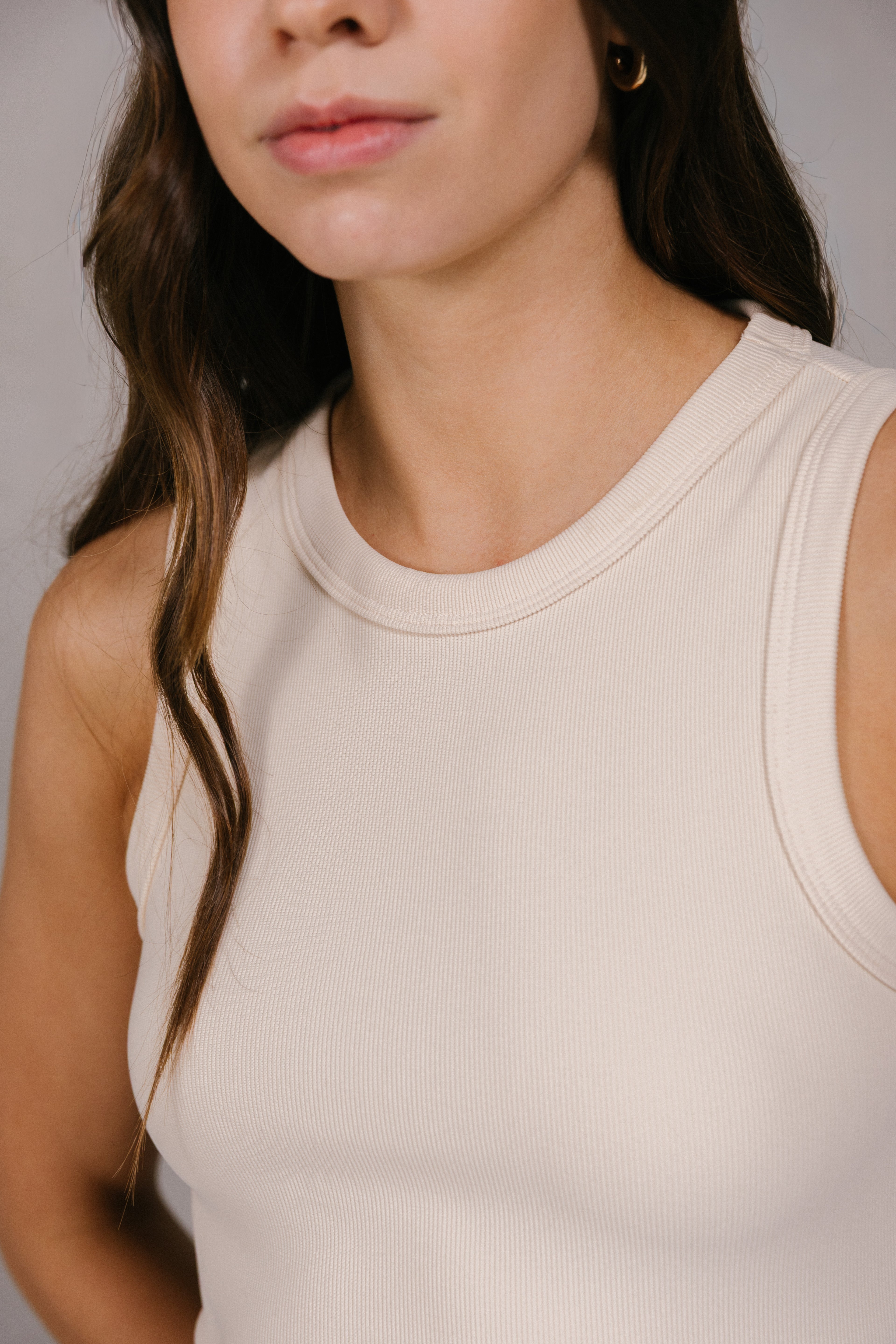 RIB TANK TOP CREMA